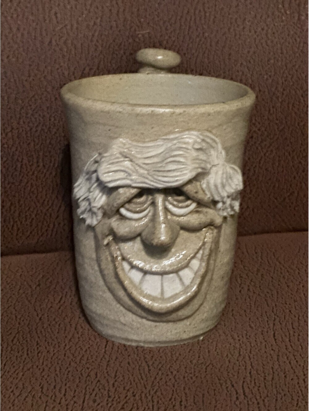 Vintage Handcrafted 3D Whimsical Face Stoneware Mug